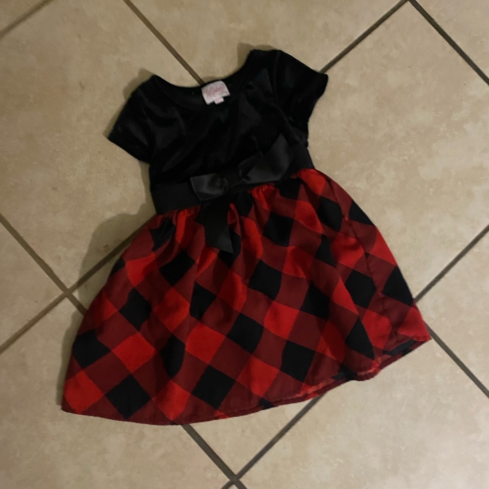 Plaid Red and Black Kids Dress